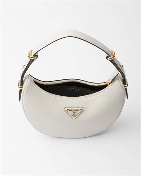 White Prada Arqué Naplak Patent Leather Shoulder Bag 